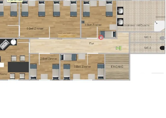 Sued- 5 Zimmer_15 Personen _ Komplett_eingerichtet * Hambourg